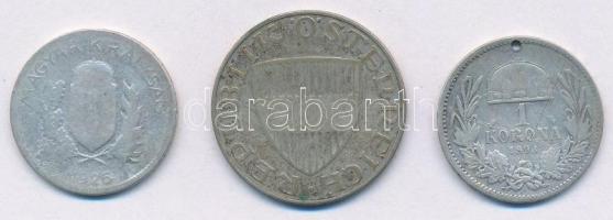 3db-os vegyes magyar rossz tartású ezüstpénz tétel T:2-,3 ly.
3pcs of various silver coins in bad c...