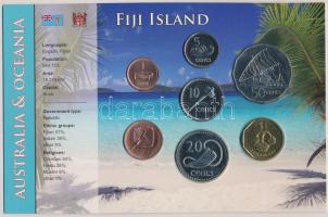 Fidzsi-szigetek 1998-2006. 1c-1$ (7xklf) fémpénz szettben, papírtokban, tanúsítvánnyal T:1-,2 Fiji Island 1998-2006. 1 Cent - 1 Dollar (7xdiff) coin set in paper case with certificate C:AU,XF