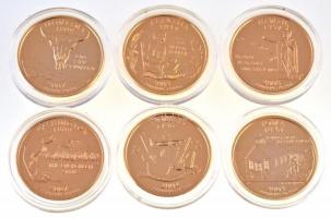Amerikai Egyesült Államok 2002-2008. 25c Cu-Ni "50 állam" mind aranyozva, tanúsítvánnyal (...
