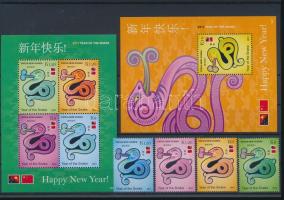 Chinese New Year: Year of the Snake set + minisheet + block, Kínai Újév: Kígyó éve sor + kisív + blokk
