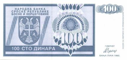 Bosznia Hercegovina/Szerb Köztársaság  1992. 10D, 50D, 100D, 500D, 1000D, 5000D, 10.000D T:I