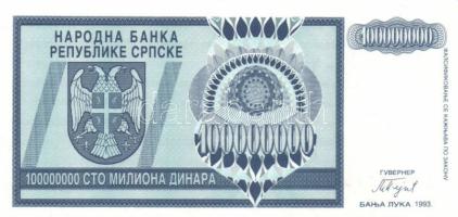 Bosznia Hercegovina/Szerb Köztársaság 1993. 100.000.000D, 1000.000.000D (1. kiadás) T:I