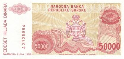 Bosznia Hercegovina/Szerb Köztársaság 1993. 5000D, 50.000D, 100.000D, 5000.000D, 500.000.000D (2. ki...
