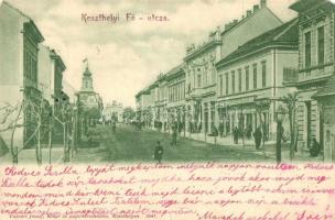 Keszthely, Fő utca, Schleiffer Izidór üzlete, Vasvári József kiadása (EM)