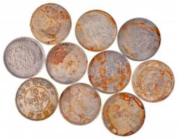 10db kínai ezüstpénz Fe hamisítványa T:2-,3