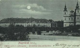 1898 Nagyvárad, Oradea; Püspöki palota és székesegyház. Sonnenfeld Adolf kiadása / bishops palace, cathedral (vágott / cut)
