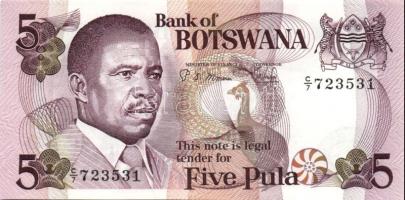 Botswana 1982-83. 1P, 2P, 5P, 10P, 20P teljes sor! Szign.4 az összes! (Krause) T:I
