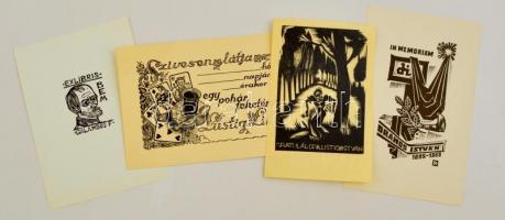 Vegyes exlibris tétel, kb. 240-250 db. Különféle nyomótechnikákkal, 13x18 cm és 5x3 cm közötti méret...