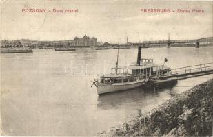 Pozsony, Pressburg, Bratislava; Pozsony gőzüzemű csavaros átkelő személyhajó / Hungarian steamship Pozsony (EK)