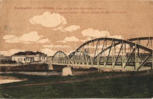 Karánsebes, Caransebes; Podul de fier dela Caransebes ul nou / Új karánsebesi vashíd / Eiserne Brücke / iron bridge (vágott / cut)