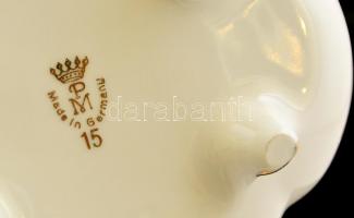 PM német virágmintás bonbonier, matricás, jelzett, kis kopásokkal, 13,5×9,5×7,5 cm