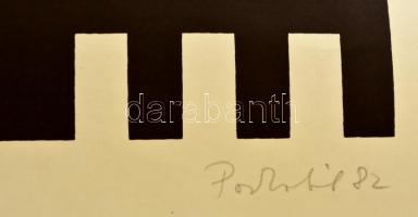 Porkoláb Sándor (1936-): Kompozíció. Szitanyomat, papír, jelzett, 24×21 cm