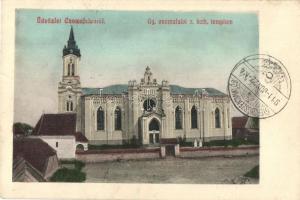 Gyergyócsomafalva, Csomafalva, Ciumani; Római katolikus templom. Ágoston kiadása / church (EK)