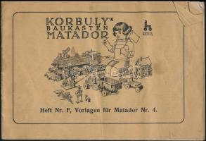 cca 1930 Korbulys Baukasten Matador, Heft Nr. F., Vorlagen für Matador Nr. 4.