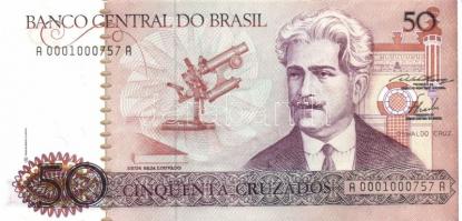 Brazília 1986. 10C, 50C, 100C, 500C teljes sor! + 1987-88. 1000C, 5000C  T:I