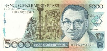 Brazília 1986. 10C, 50C, 100C, 500C teljes sor! + 1987-88. 1000C, 5000C  T:I
