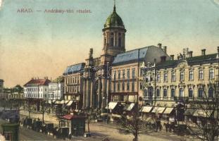 Arad, Andrássy tér, üzletek, piac / square, shops, market (EM)