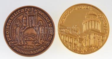 Bognár György (1944-) 1996. "II. János Pál pápa látogatása Pannonhalmán" aranyozott fém em...