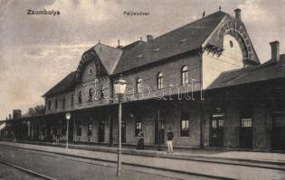 Zsombolya, Hatzfeld, Jimbolia; pályaudvar, vasútállomás, Szerelmy Miklós kiadása / Bahnhof / railway station (EK)