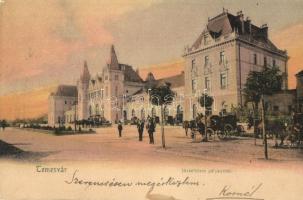 Temesvár, Timisoara; Józsefváros vasútállomás, hintók / Bahnhof / railway station, chariots (Rb)
