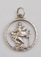 Ezüst(Ag) Szent Kristóf függő, jelzett, 3x2,3 cm, nettó: 3 g