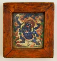 Jelzés nélkül: Tibeti? tsakli, vegyes technika, vászon, fa keretben, 6,5×5,5 cm