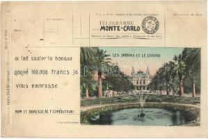 Monte Carlo, Les Jardins et le casino. Télégramme / garden of the casino, telegraph (EK)