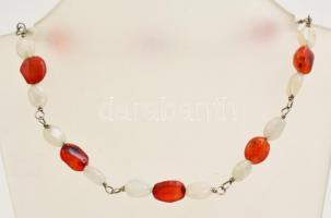 Borostyánköves karkötő, ezüst(Ag) szerelékekkel, h: 22,5 cm
