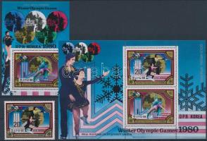 Winter Olympics stamp + minisheet + block, Téli olimpia bélyeg + kisív + blokk