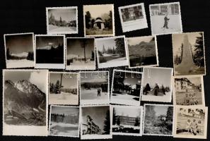 cca 1940 Magas-Tátra, életképek, 21 db fotó, némelyik feliratozott, 5x5 és 13x8,5 cm