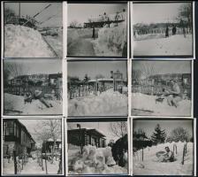 1940-1942 Badacsony télen, közte Badacsonylábdihegy vasútállomás, 9 db, 6x6 cm