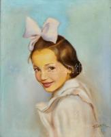 Fried jelzéssel: Kislány portré, olaj, vászon, fa keretben, 49×39,5 cm
