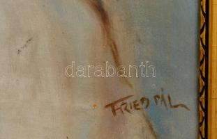 Fried jelzéssel: Kislány portré, olaj, vászon, fa keretben, 49×39,5 cm