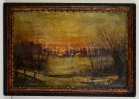 Mednyánszky jelzéssel: Este a mólónál, olaj, vászon, fa keretben, 52×79,5 cm