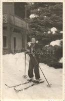Tátra, Magas-Tátra; Síelők, Foto Sport / skiers - 2 db régi fotó képeslap / 2 pre-1945 photo postcar...