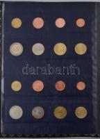Euro érmék 12 országól "Leuchtturm" albumba rendezve, több sorból hiányzik 1-1 érme, illet...