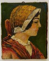 Glatz jelzéssel: Női portré, olaj, vászon, 26,5×21,5 cm