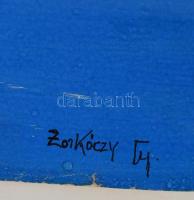 Zorkóczy jelzéssel: Tóparti fák, akril, papír, felcsavarva, 40×48 cm