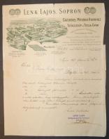 1907 Lenk Lajos soproni téglagyáros díszes kivitelezésű számlája BORGÁTÁ-ra