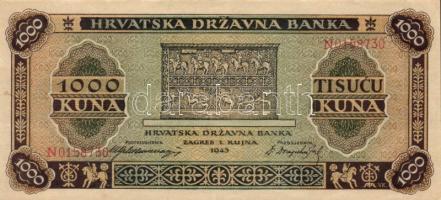 Horvátország 1941. 100K T:II + 1943. 1000K T:II