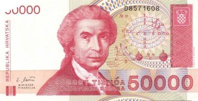 Horvátország 1991-93. 1D, 5D, 10D, 25D, 100D, 2000D, 50.000D, 100.000D T:I