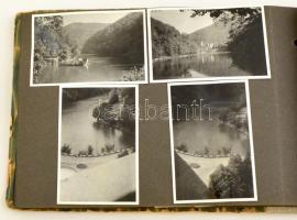 cca 1950 Családi fotóalbum, kirándulásokról, fürdőzésekről (Balaton, Lillafüred), 114 beragasztott k...