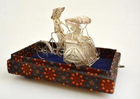 Ezüst ( Ag.) filigrán vietnami riksa, jelzett, 5×8 cm,  nettó:21 g