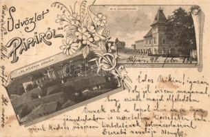1898 Pápa, Irgalmas nővérek zárdája, dohánygyár, floral, Art Nouveau. Gróf Esterházy Miklósnak címzett képeslap a nevelőjétől (fl)