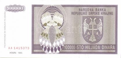 Horvátország/Krajina Szerb Köztársaság 1993. 100.000D T:I