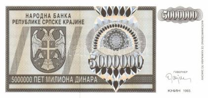 Horvátország/Krajina Szerb Köztársaság 1993. 5000.000D T:I