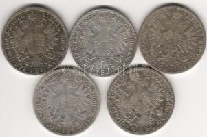 Österreich, 1878-1888, 1 Gulden (5x), Silber, J.342, Erh.:s/ss , szép/nagyon szép