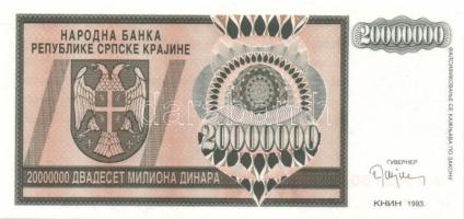 Horvátország/Krajina Szerb Köztársaság 1993. 20.000.000D T:I