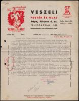 1948 Pápa, A Veszeli Festék és Olaj Szaküzletének fejléces levélpapírjára írt üzleti levél