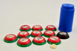 Aranycsapat retró gombfoci készlet, 11 játékossal, labdával, eredeti tartójában